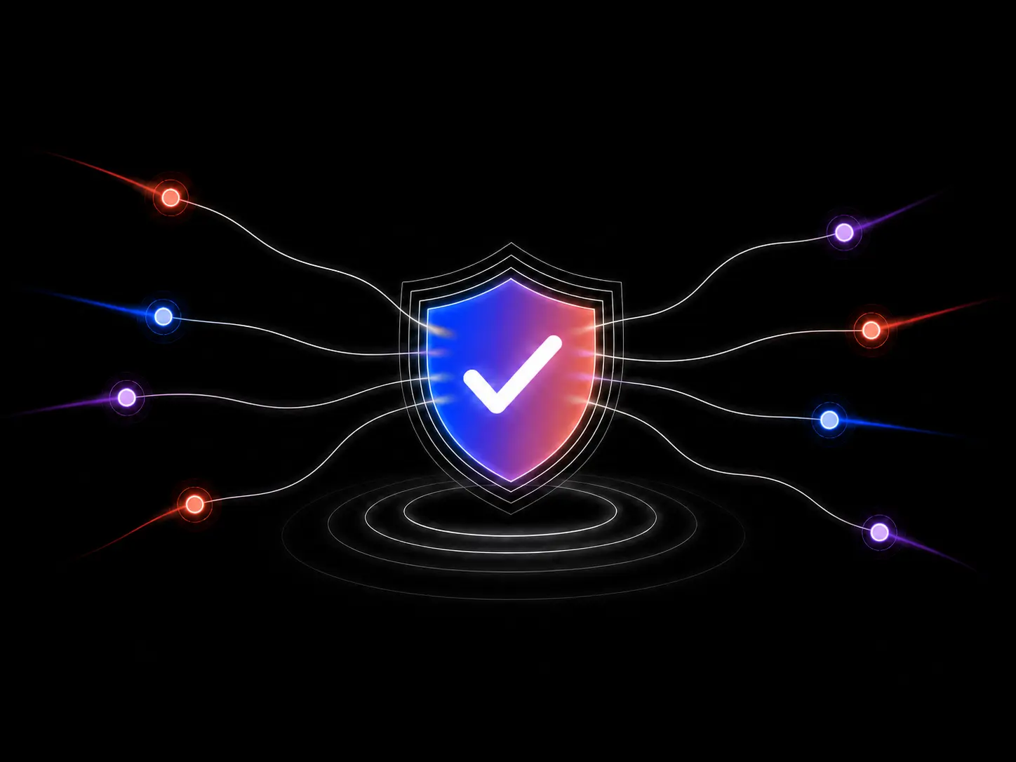 Cyber attack signals blocked by a layered security shield